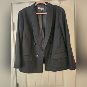 Kasper Charcoal Black Double-Breasted Blazer Sz 22W Office Business Academia